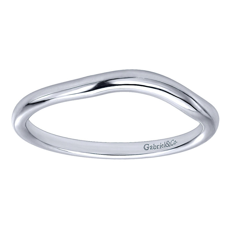 Wedding Band 14k White Gold Curved