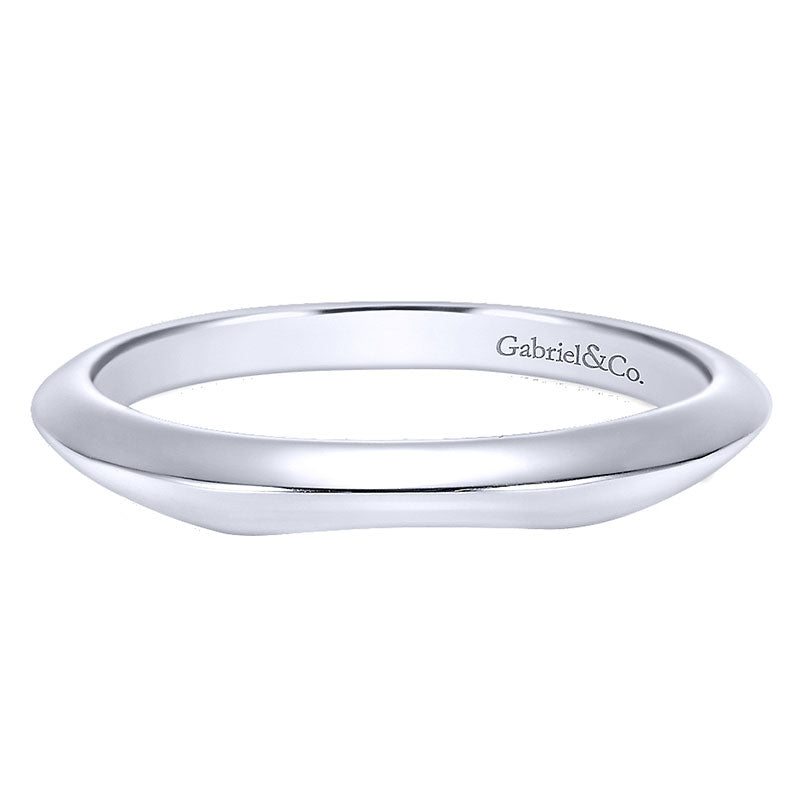 Wedding Band 14k White Gold Curved