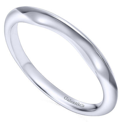 Wedding Band 14k White Gold Curved