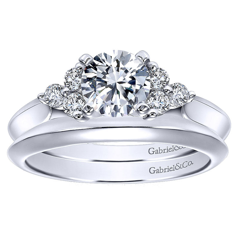 Wedding Band 14k White Gold Curved