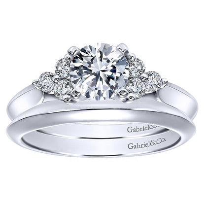 Wedding Band 14k White Gold Curved