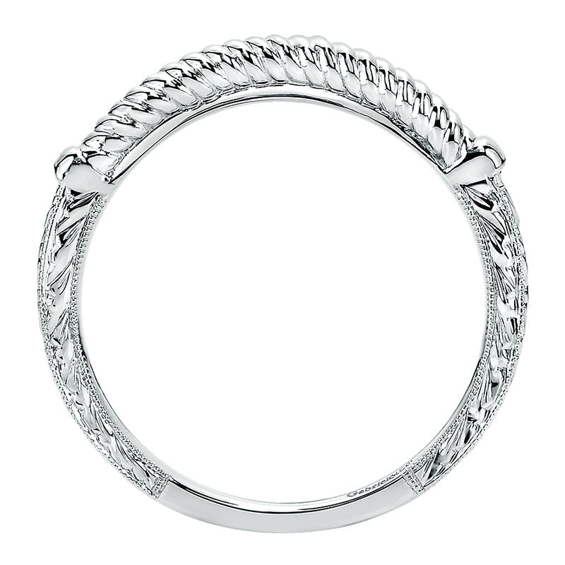 Wedding Band 14k White Gold Curved