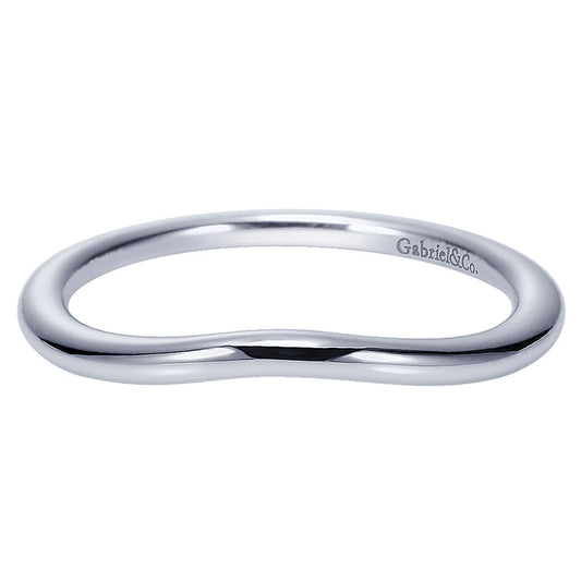 Wedding Band 14k White Gold Curved