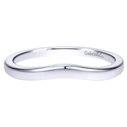 Wedding Band 14k White Gold Curved