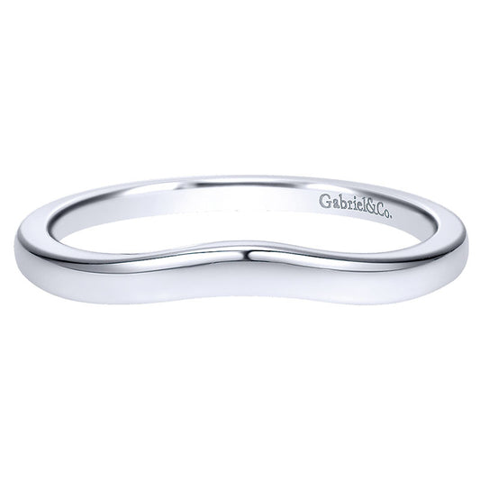 Wedding Band 14k White Gold Curved