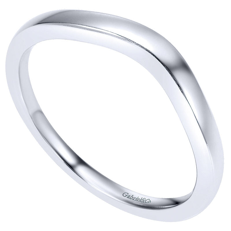Wedding Band 14k White Gold Curved