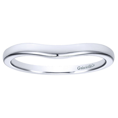 Wedding Band 14k White Gold Curved