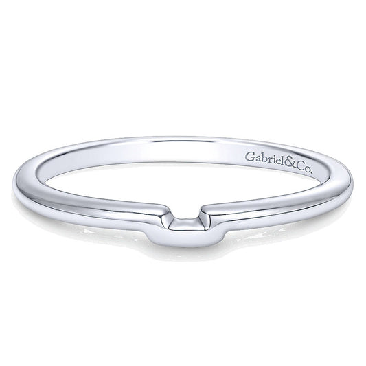 Wedding Band 14k White Gold Curved