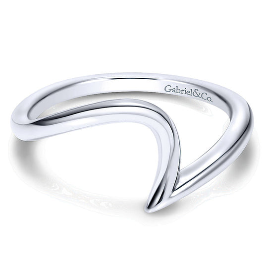 Wedding Band 14k White Gold Curved