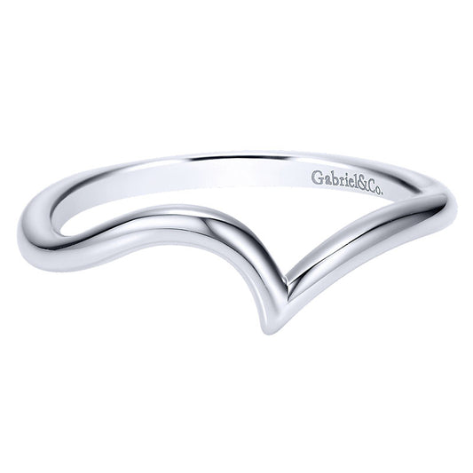 Wedding Band 14k White Gold Curved