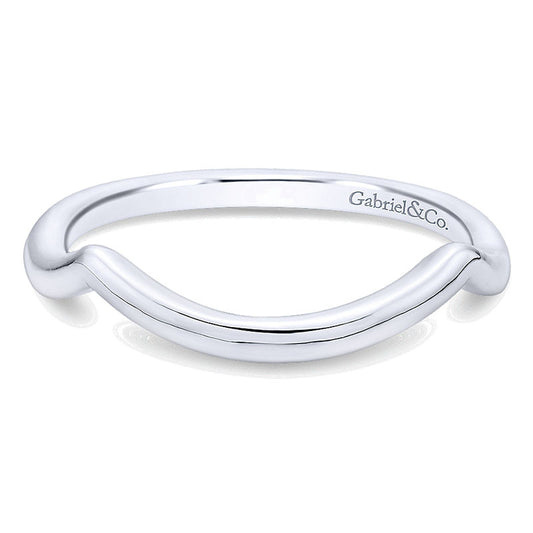 Wedding Band 14k White Gold Curved