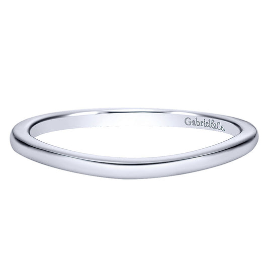Wedding Band 14k White Gold Curved