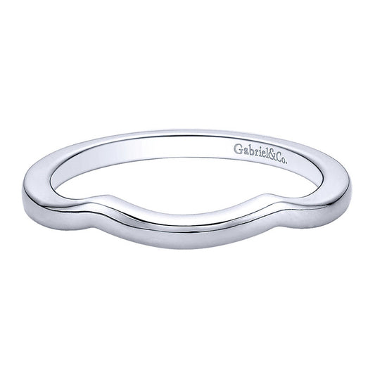 Wedding Band 14k White Gold Curved