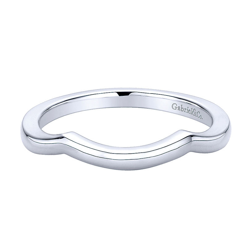 Wedding Band 14k White Gold Curved