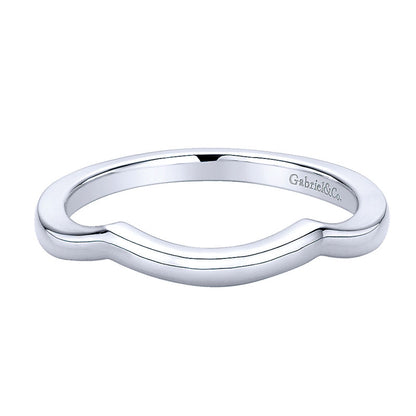 Wedding Band 14k White Gold Curved