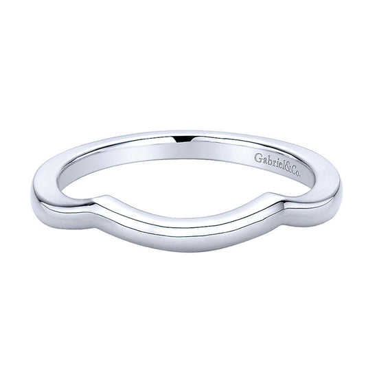 Wedding Band 14k White Gold Curved
