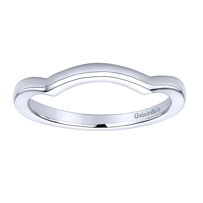 Wedding Band 14k White Gold Curved