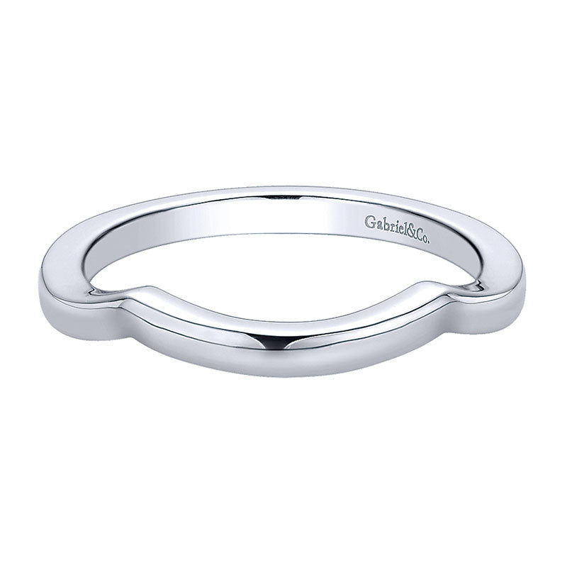 Wedding Band 14k White Gold Curved