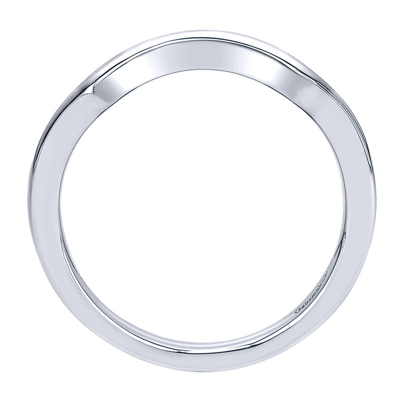 Wedding Band 14k White Gold Curved