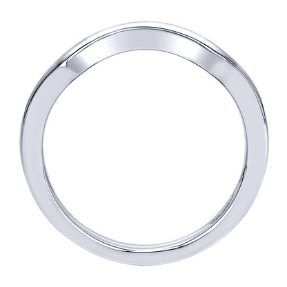 Wedding Band 14k White Gold Curved