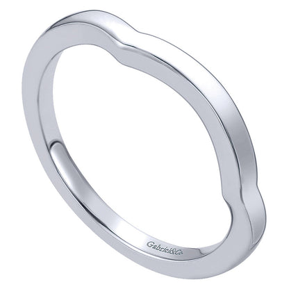Wedding Band 14k White Gold Curved
