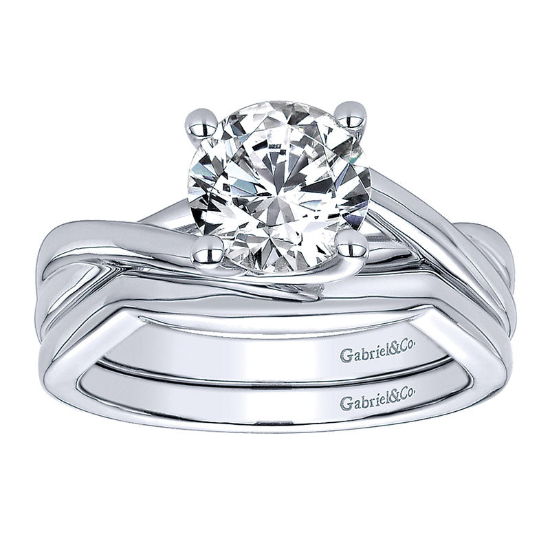 Wedding Band 14k White Gold Curved