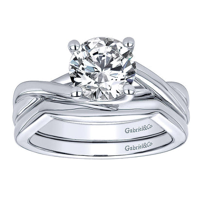 Wedding Band 14k White Gold Curved