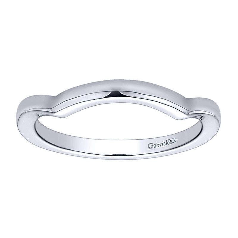 Wedding Band 14k White Gold Curved