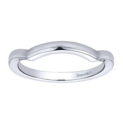 Wedding Band 14k White Gold Curved