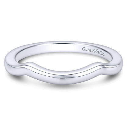 Wedding Band 14k White Gold Curved