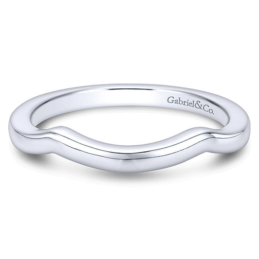 Wedding Band 14k White Gold Curved