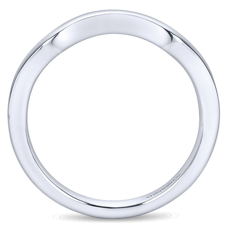 Wedding Band 14k White Gold Curved
