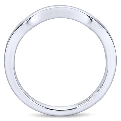 Wedding Band 14k White Gold Curved
