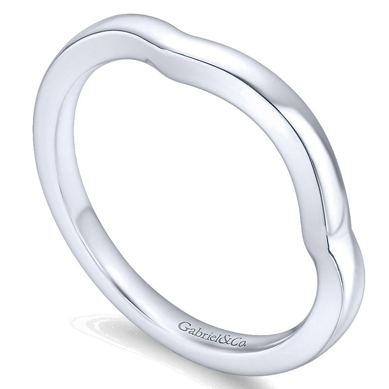 Wedding Band 14k White Gold Curved