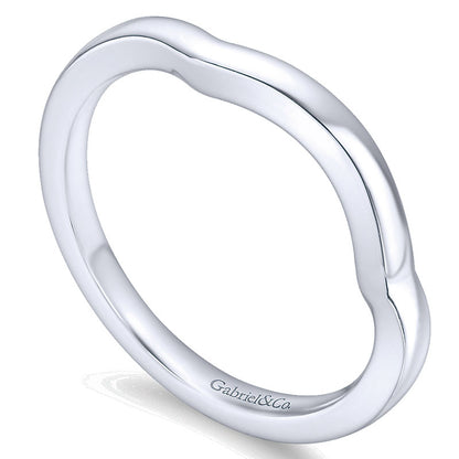 Wedding Band 14k White Gold Curved