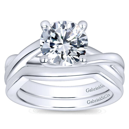 Wedding Band 14k White Gold Curved