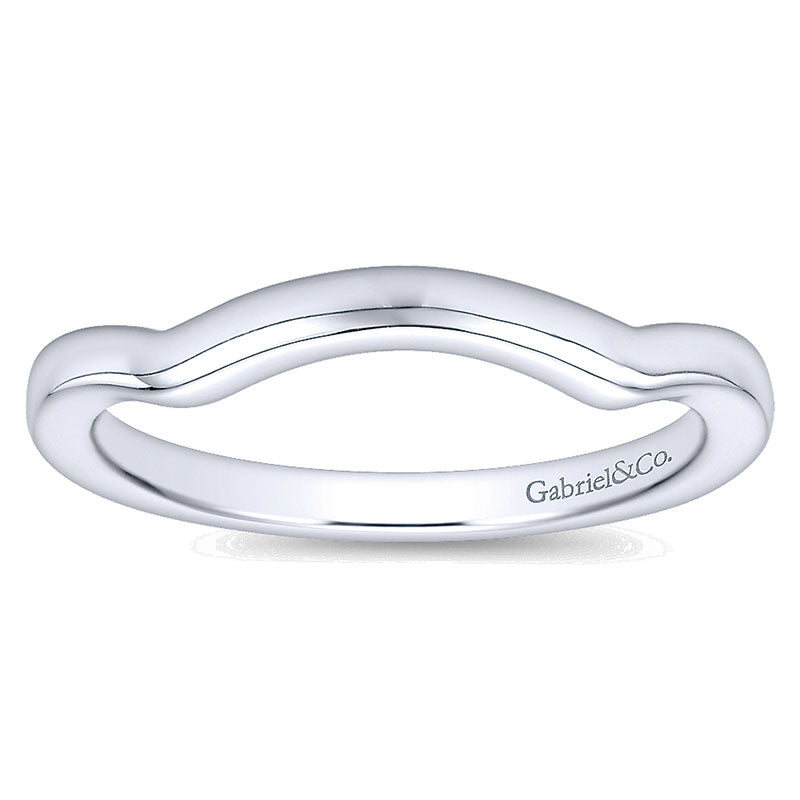 Wedding Band 14k White Gold Curved
