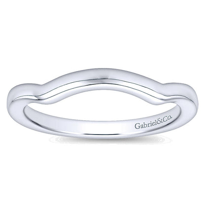 Wedding Band 14k White Gold Curved