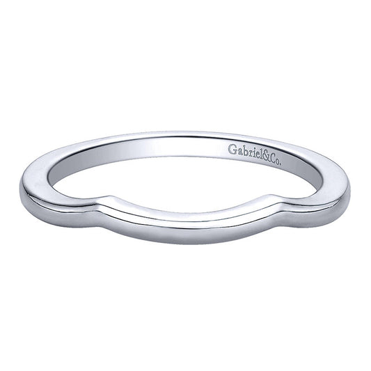 Wedding Band 14k White Gold Curved