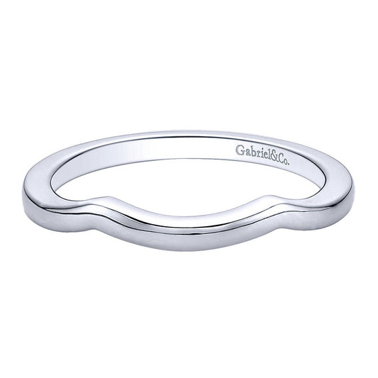 Wedding Band 14k White Gold Curved