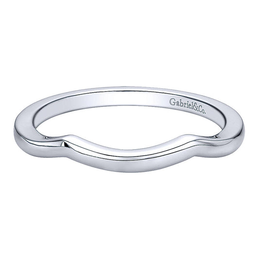 Wedding Band 14k White Gold Curved