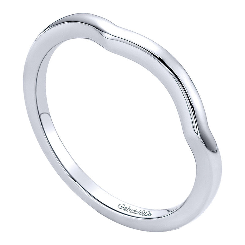 Wedding Band 14k White Gold Curved