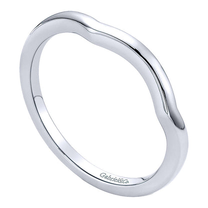 Wedding Band 14k White Gold Curved