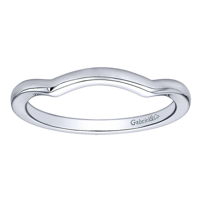 Wedding Band 14k White Gold Curved