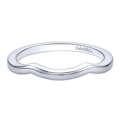 Wedding Band 14k White Gold Curved