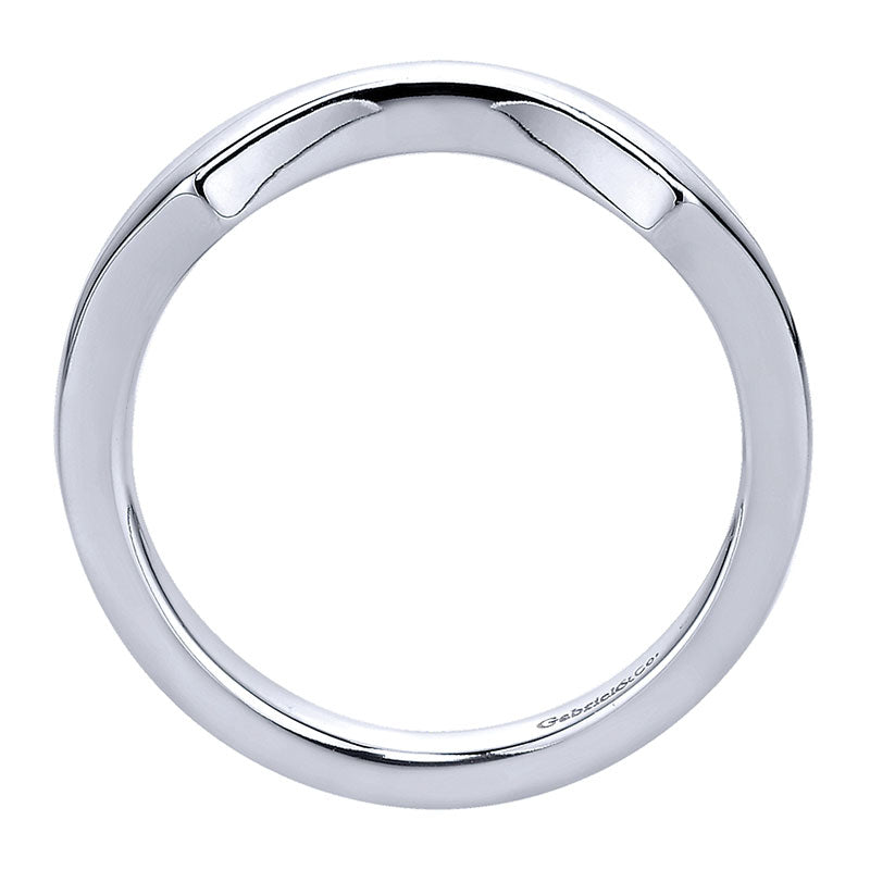 Wedding Band 14k White Gold Curved