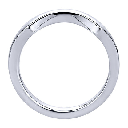 Wedding Band 14k White Gold Curved