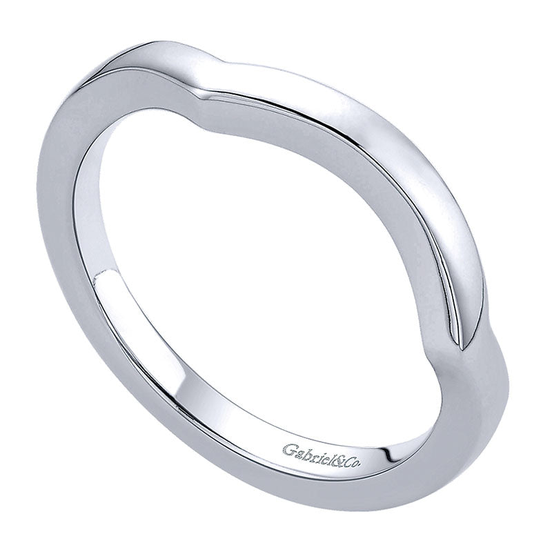 Wedding Band 14k White Gold Curved