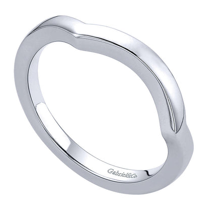 Wedding Band 14k White Gold Curved