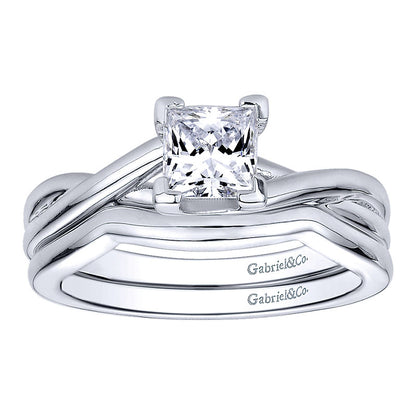Wedding Band 14k White Gold Curved
